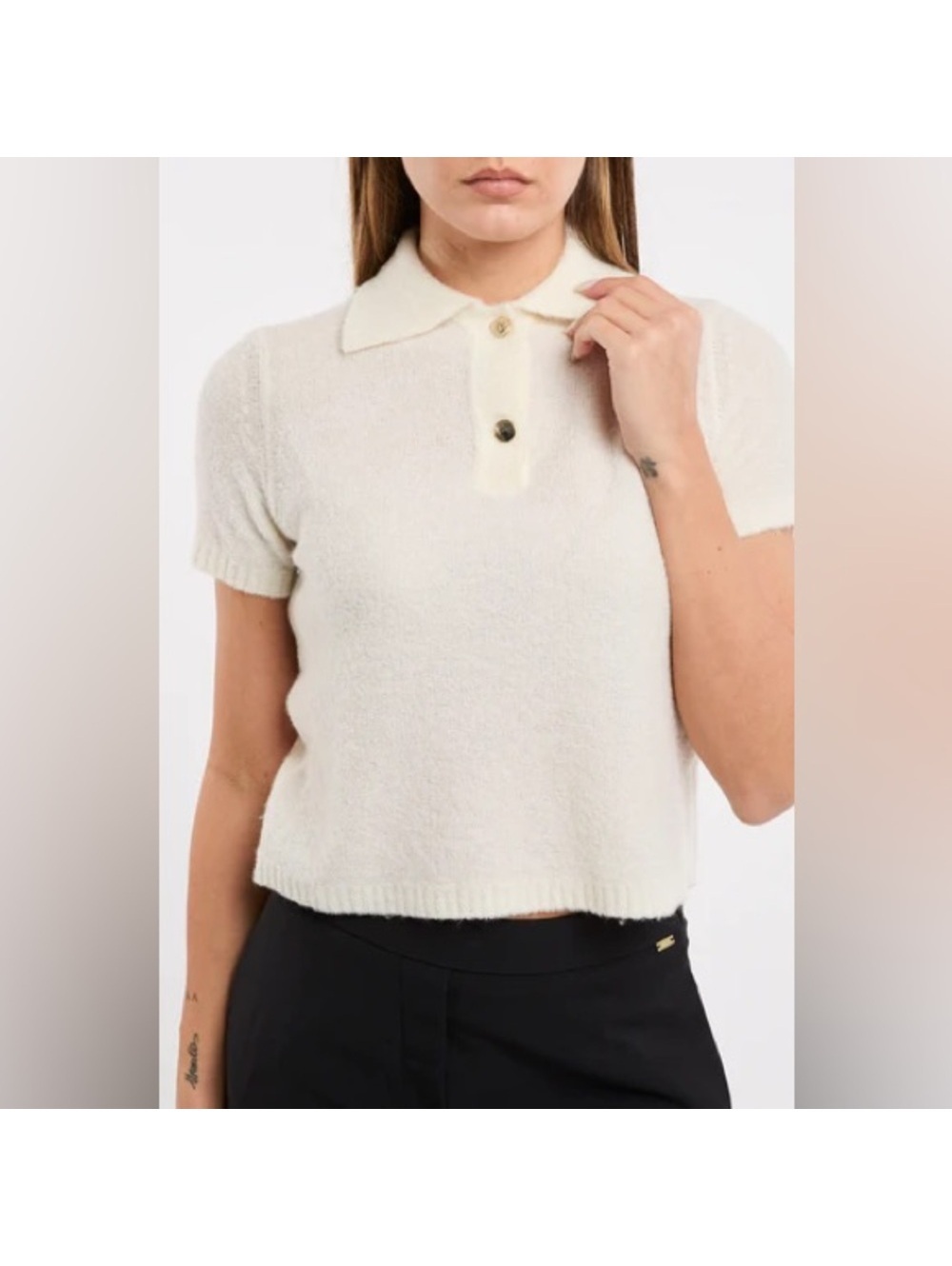 MARELLA Ivory Buttoned Crop Top Retail $285